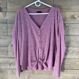 Urban Outfitters Out From Under Womens Shirt Front Tie Thermal Waffle Medium